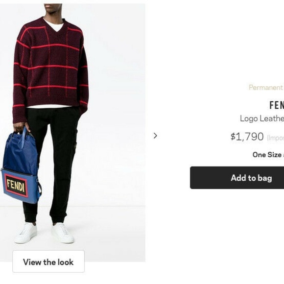 Fendi Monster Drawstring Nylon / Leather Backpack - Picture 8 of 8